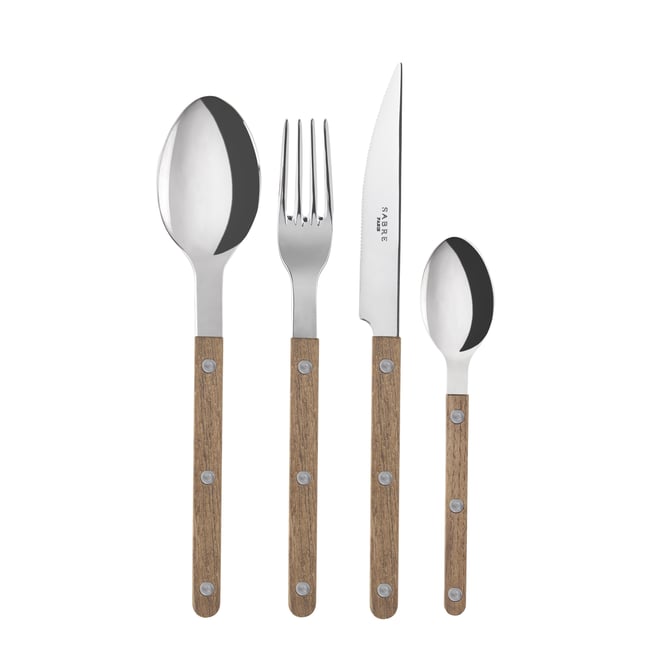 Ménagère 48 pièces, Bistrot Couleur teck <span itemprop=