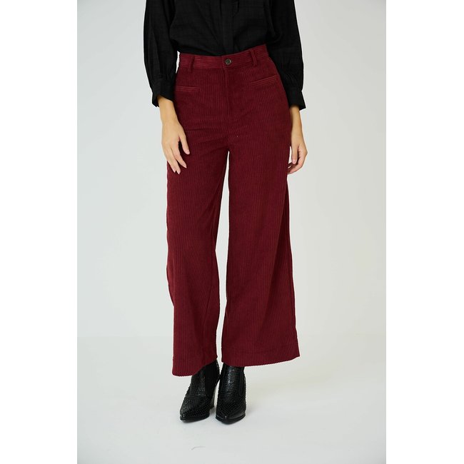 Wide Leg Trousers, burgundy, SEE U SOON