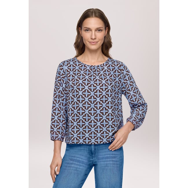 Tunique à manches longues bleu/marron <span itemprop=
