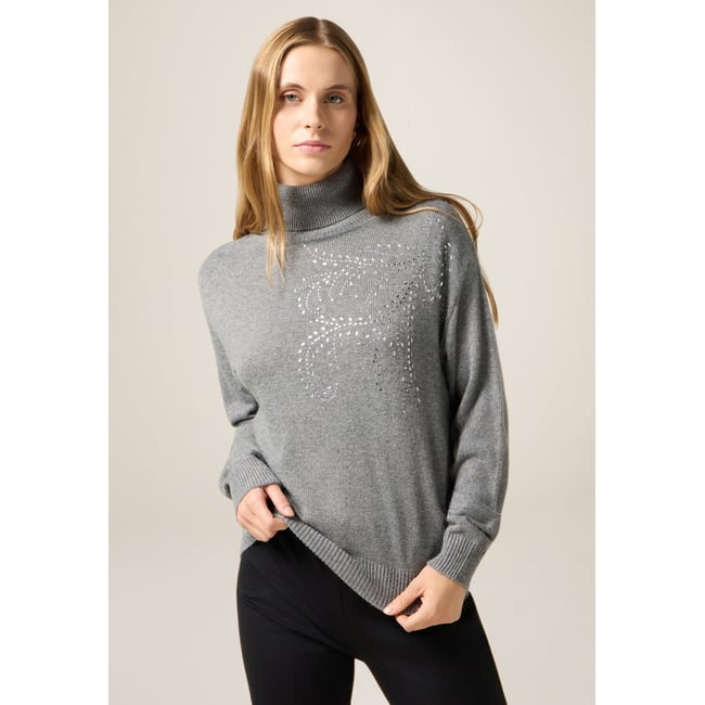 Col roulé avec strass gris <span itemprop=