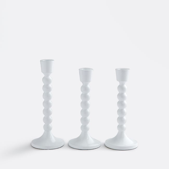 Lot de 3 bougeoirs, Riya Couleur blanc <span itemprop=