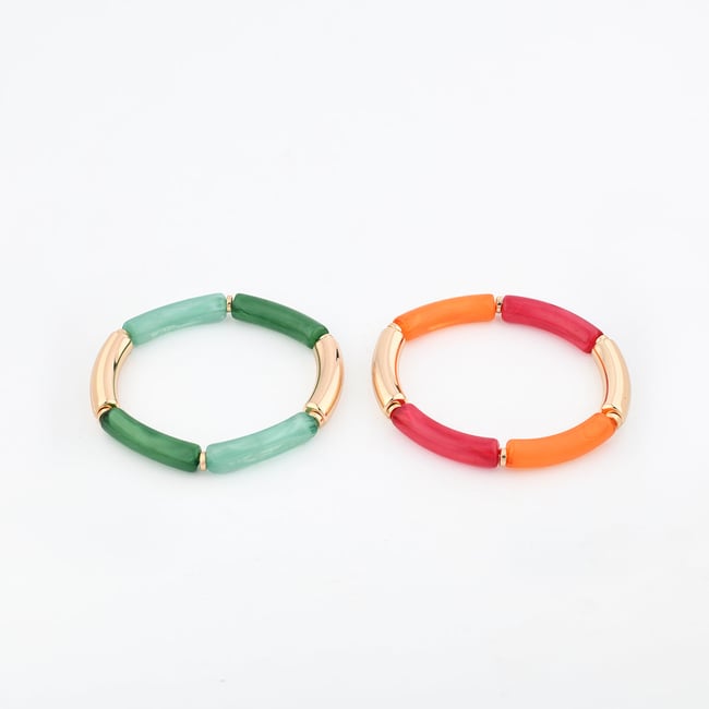 Set de 2 bracelets tubes multicolores multicolore <span itemprop=