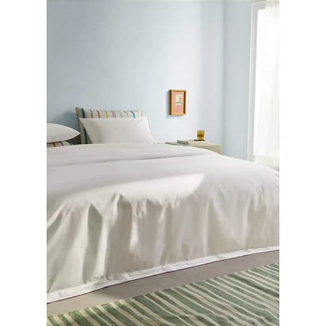 Housse de couette percale de coton 200 fils overlock  contraste lit 90 cm rose géranium <span itemprop=