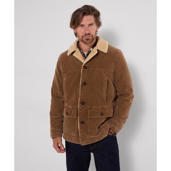 Manteau en Velours Côtelé et Sherpa Kodiak marron <span itemprop=