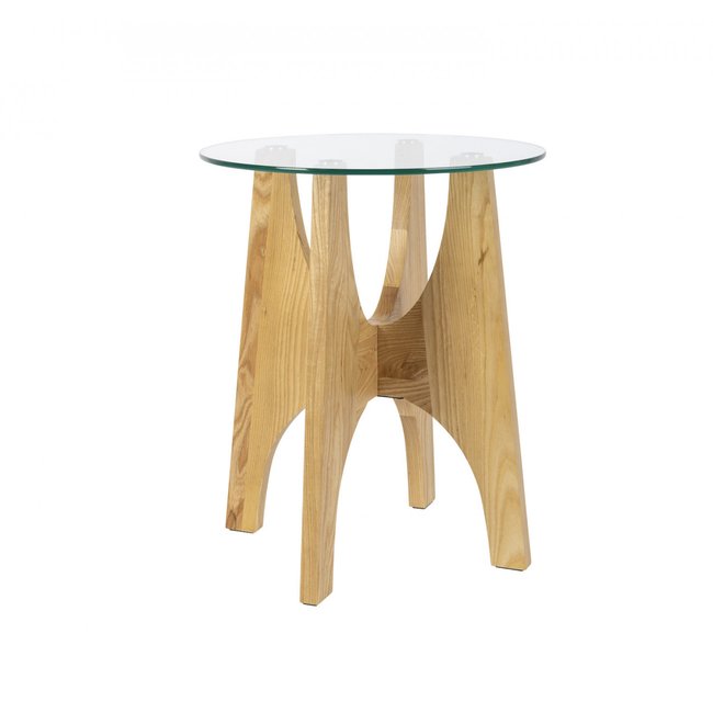 Table d'appoint en bois et verre - KOBE Couleur bois <span itemprop=