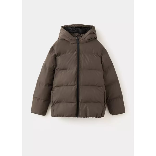 Anorak matelassé à capuche marron <span itemprop=