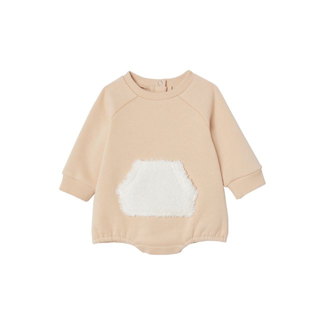 Combinaison barboteuse manches longues sable <span itemprop=