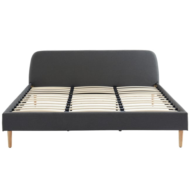Lit adulte avec tête de lit et sommier - GABY Couleur gris foncé <span itemprop=