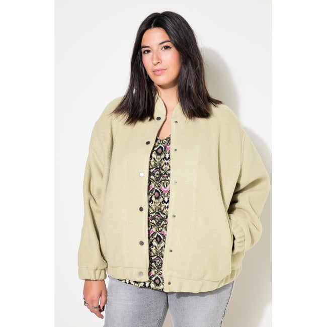 Blouson oversize, aspect lainage vert tilleul <span itemprop=