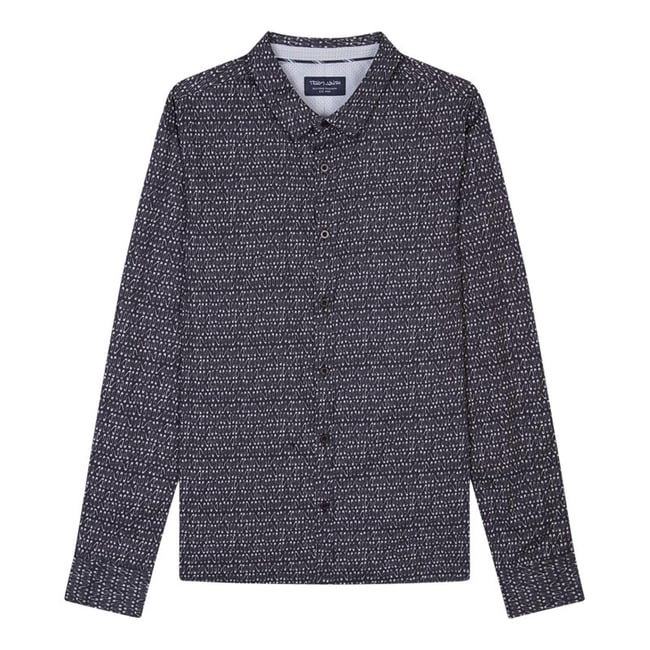 Chemise coupe slim en coton noir imprimé épingles à nourrices blanches noir <span itemprop=