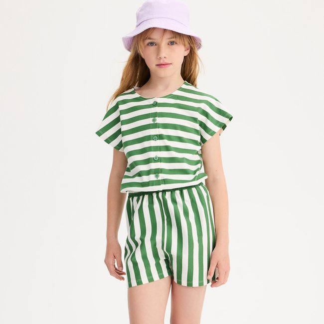 Tuta corta a righe e maniche corte rigato verde/écru LA REDOUTE COLLECTIONS