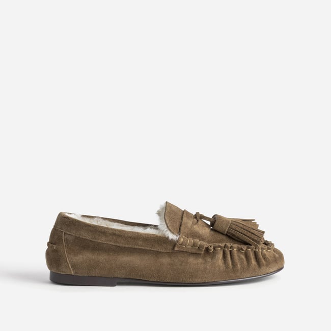 Mocassin en cuir GALIENNE taupe <span itemprop=