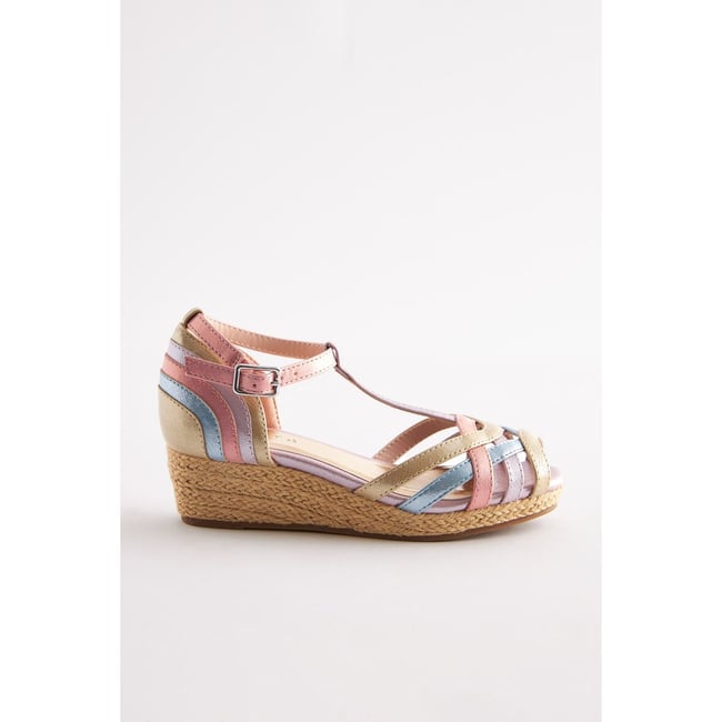 Sandales Compensées Next Urban - Taille UK 4, Talon Moyen (5-7.5 Cm), Couleur Taupe - Neuves Sans Boîte