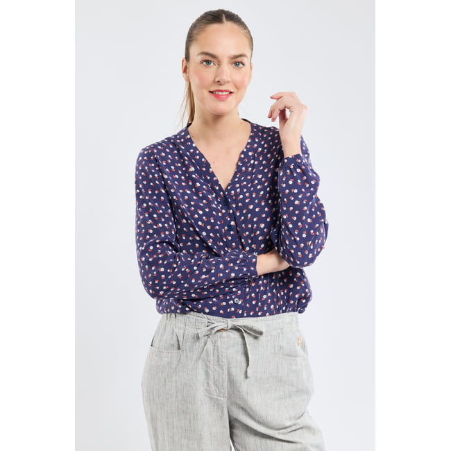 Blouse fleurie en cupro imprimé sagina <span itemprop=