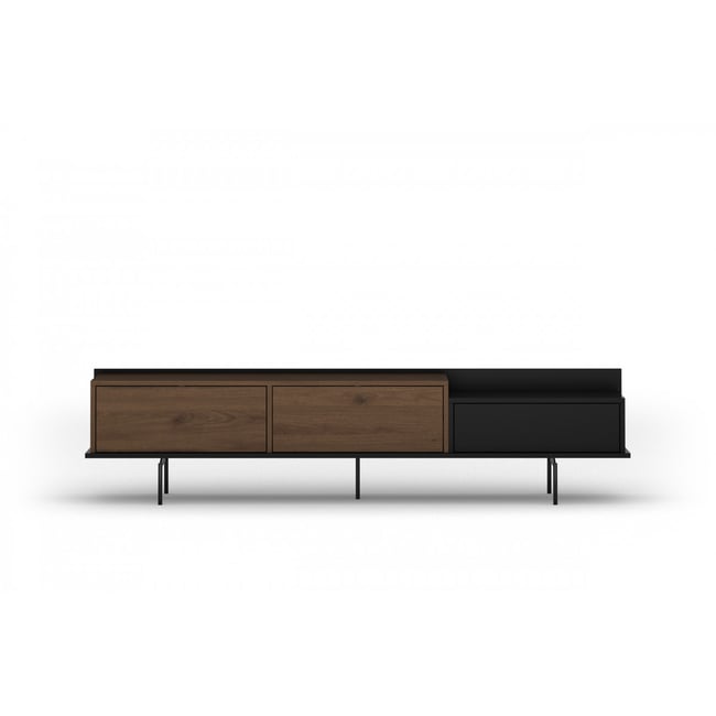 Meuble TV 200 cm , FREDA Couleur noir et noyer <span itemprop=