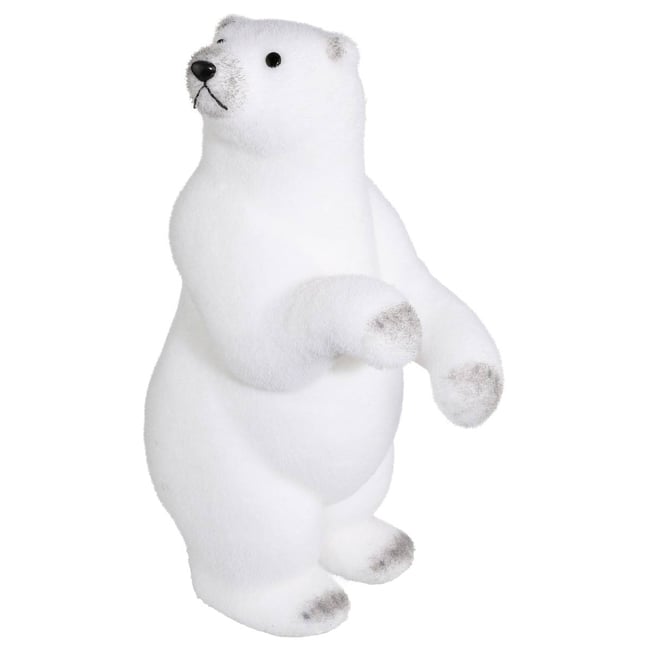 Décoration Noël, Ours debout Floqué  H.50CM Couleur blanc <span itemprop=