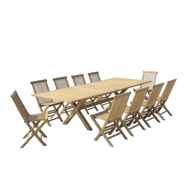 Salon de jardin en teck massif Malibu, 10 places naturel <span itemprop=