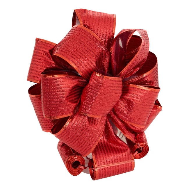 Cimier de sapin nœud en textile rouge 21 x 180 cm Couleur rouge <span itemprop=