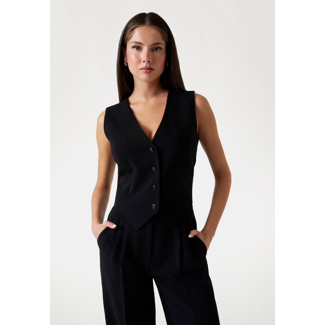 Gilet Ajusté Crépon noir <span itemprop=