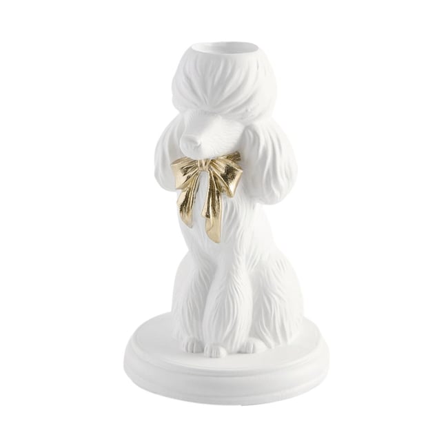 Bougeoir fuselé caniche Couleur blanc <span itemprop=