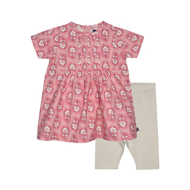 Robe legging ninon manches courtes bebe blanc <span itemprop=