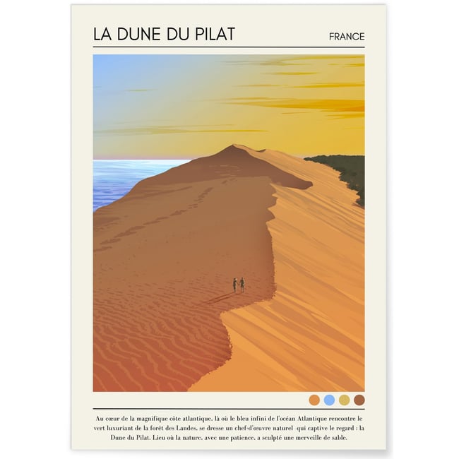 Affiche La Dune du Pilat Vintage Couleur blanc <span itemprop=