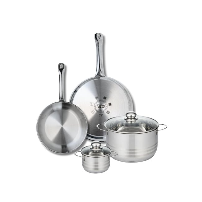 Batterie 2 poêles 24/28cm + 2 faitouts 12/20cm PROFI BRILLANT gris <span itemprop=