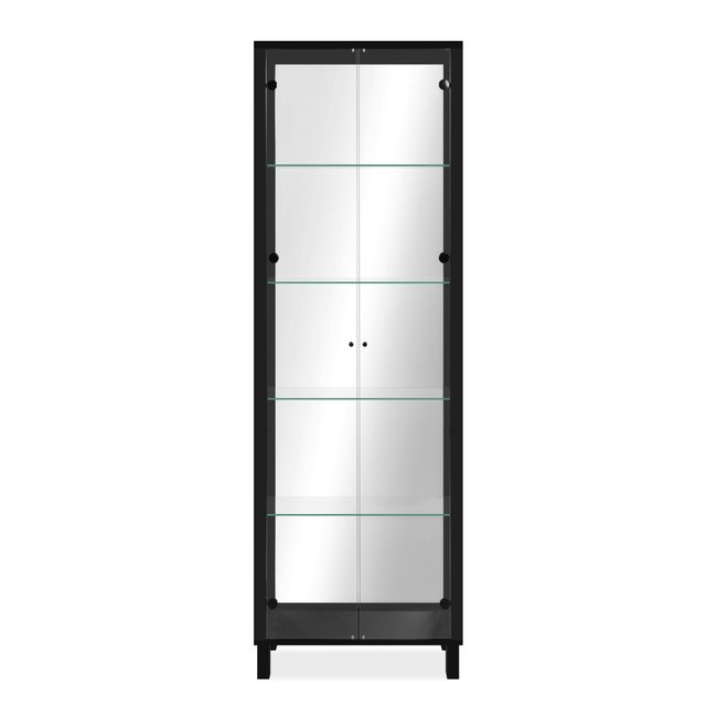 Vitrine de rangement avec miroir, 2 portes RAVEN Couleur noir <span itemprop=