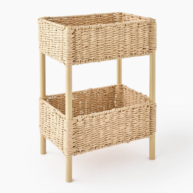 Meuble de rangement 2 étagères, 35x25x50cm, en papier Couleur naturel <span itemprop=