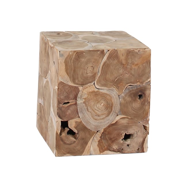 Bout de canapé en racine de teck assemblée Couleur naturel <span itemprop=