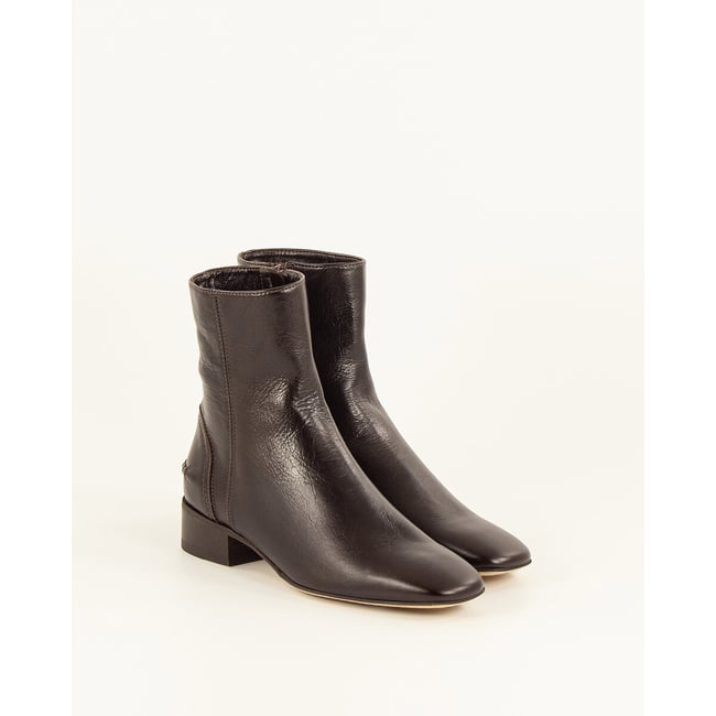 Bottines en cuir de vachette à petit talon, ST LEONARDS moka <span itemprop=