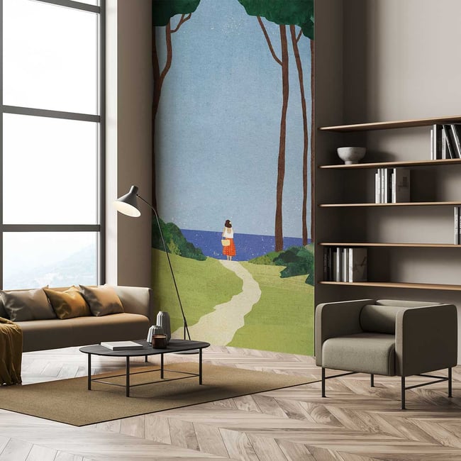 Papier peint sur le chemin de la plage Couleur intissé <span itemprop=