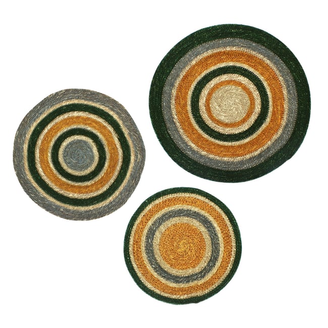 Lot de 3 décorations murales en jonc de mer, MASSAI Couleur naturel <span itemprop=