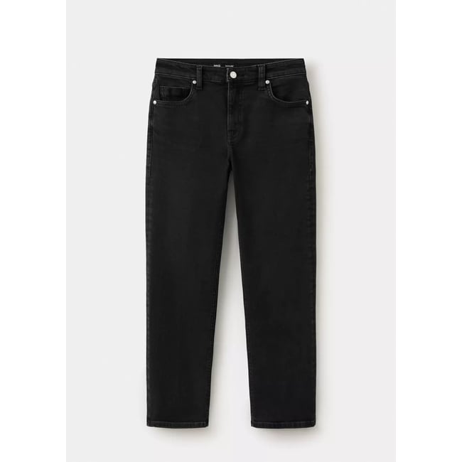 Jean flare crop black denim <span itemprop=