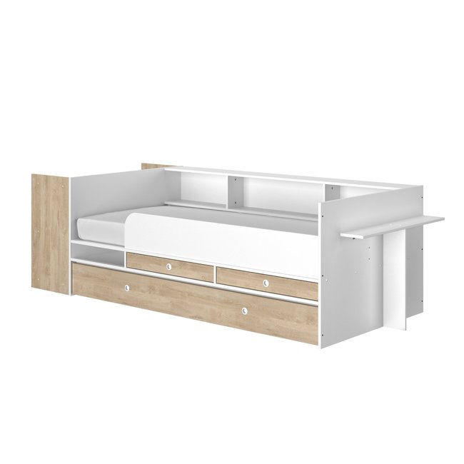 Lit évolutif avec rangements EWEN Couleur beige <span itemprop=