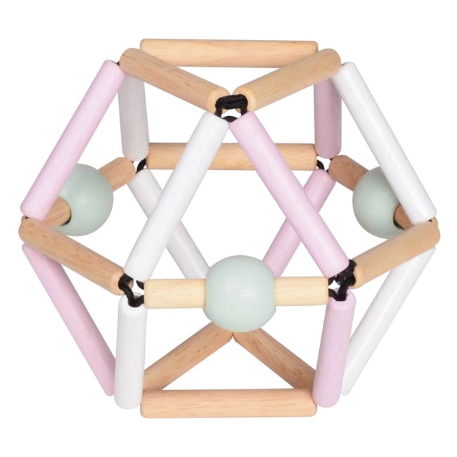 Hochet en bois Grabber Nordik Pink rose <span itemprop=