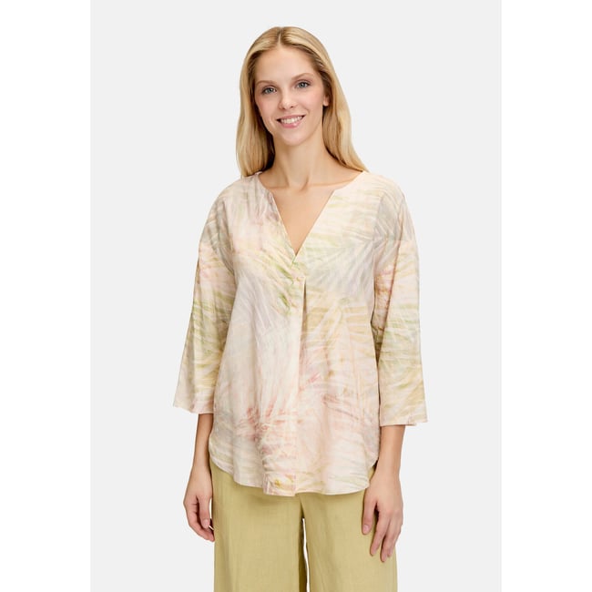 Chemisier en lin à encolure en v cream/apricot <span itemprop=