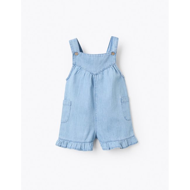 Combinaison en Jean avec Volants bleu clair <span itemprop=
