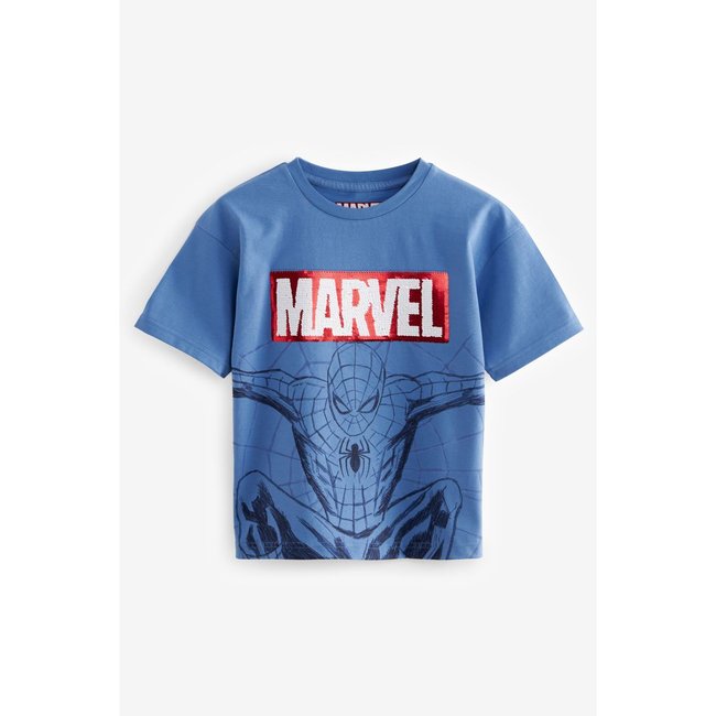 T-shirt spiderman à paillettes réversibles bleu <span itemprop=