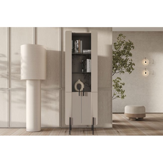 Vitrine 60 cm 2 portes, MATHILDE Couleur beige <span itemprop=