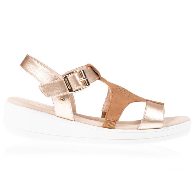 Sandales confortables, à talon et attache facile brun <span itemprop=