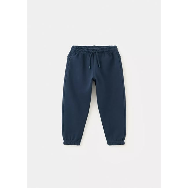 Pantalon jogger 100 % coton bleu marine <span itemprop=