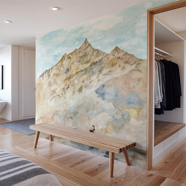 Papier peint panoramique paysage montagne - 255x260 cm (l x h) Couleur multicolore <span itemprop=