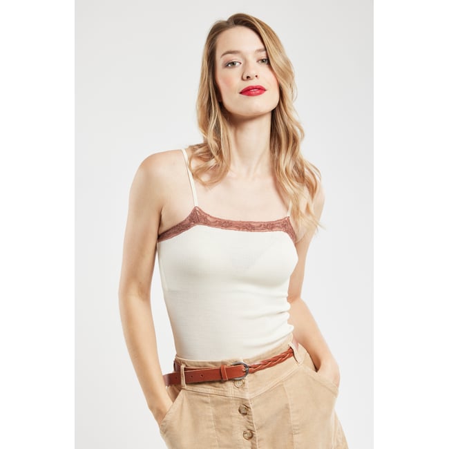 Caraco col dentelle en laine et soie - ARMOR-LUX