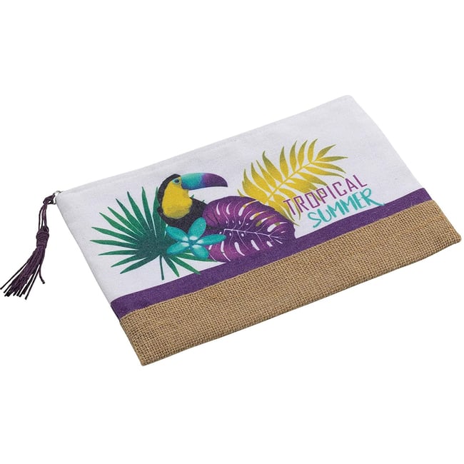 Pochette en jute Hawaina blanc <span itemprop=