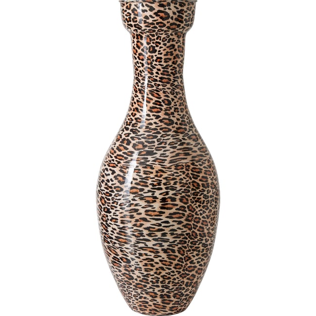 Vase haut en métal motif léopard Couleur caramel et noir <span itemprop=