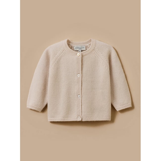 Cardigan en cachemire ecru <span itemprop=