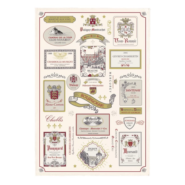 Torchon multi-étiquettes Bourgogne ecru <span itemprop=