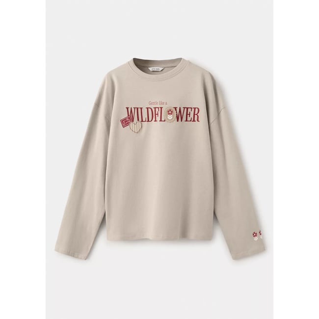 T-shirt coton imprimé lettres sable <span itemprop=