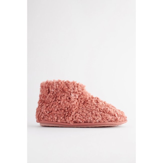 Chaussons bottines en imitation fourrure rose <span itemprop=